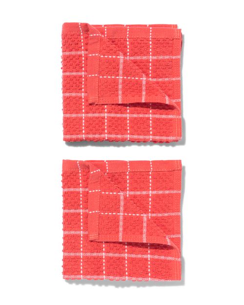 2 lavettes 30x30 coton rouge