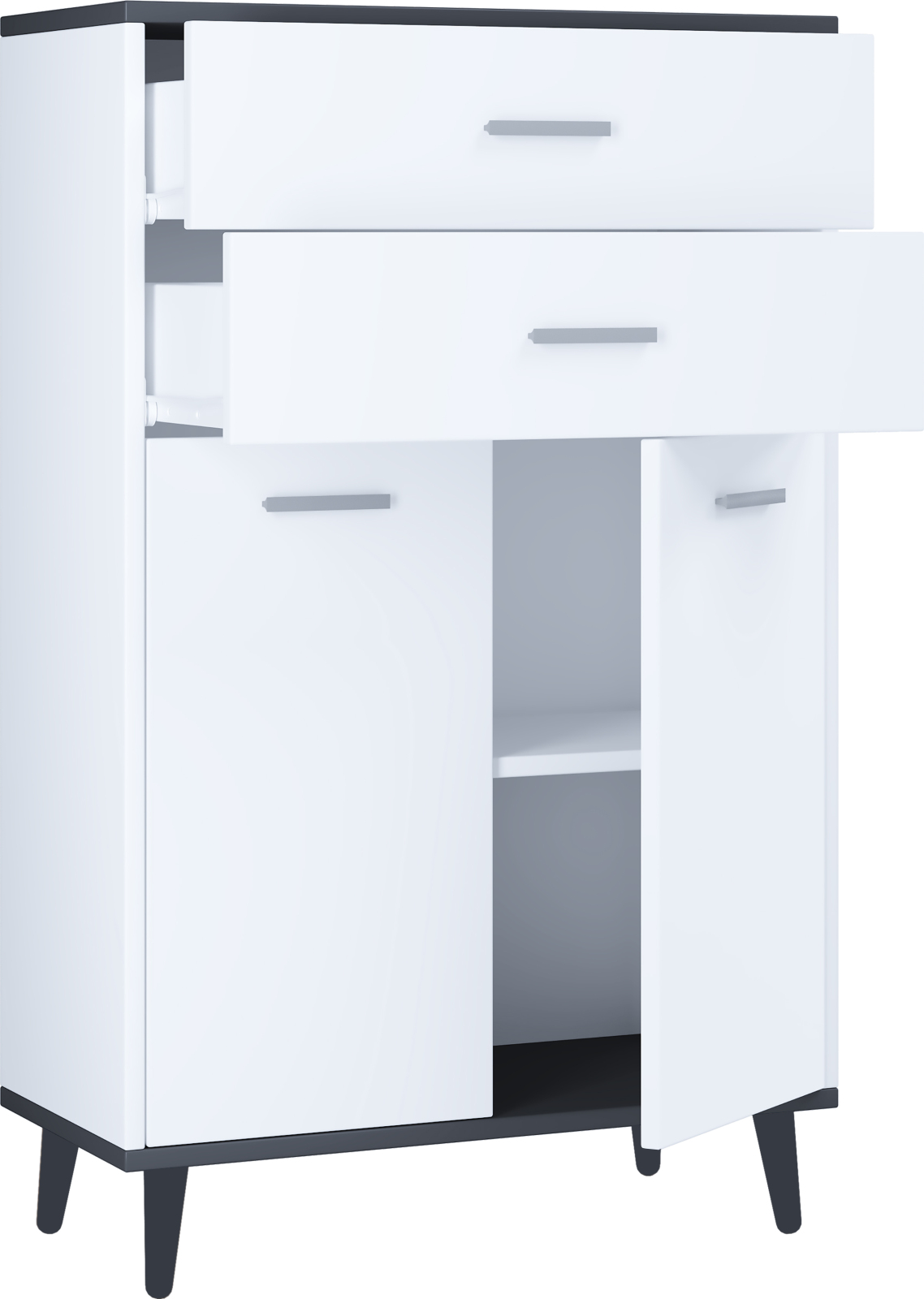 Seitenschrank LANDOS - weiß-anthrazit - 60 cm