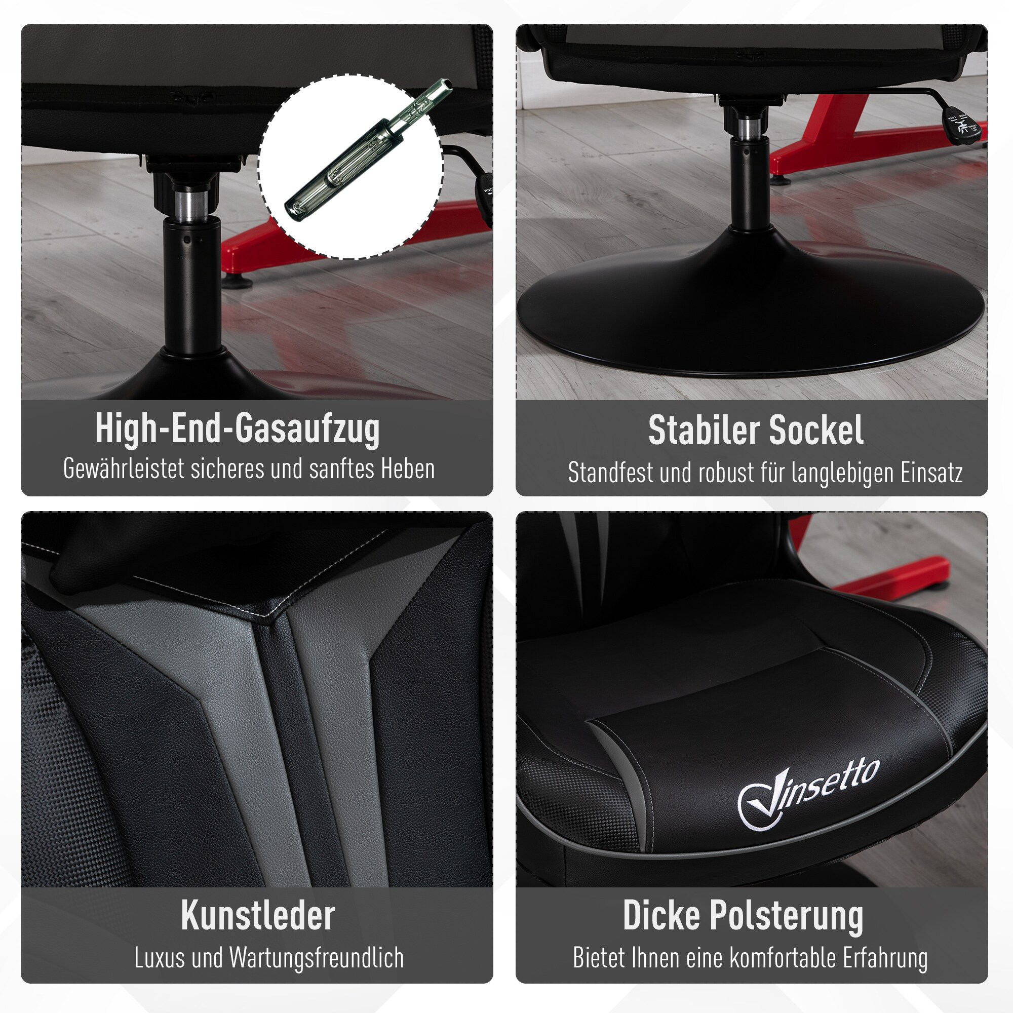 Vinsetto Gaming Stuhl ergonomisch 67 x 75 x 106-112 cm (BxTxH)