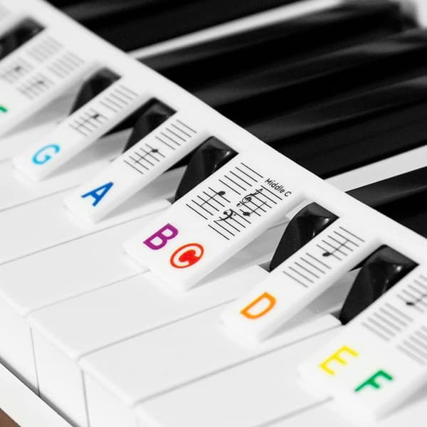 INF Avtakbare note-etiketter til piano og keyboard, 61 tangenter Flerfarget   Flerfarget