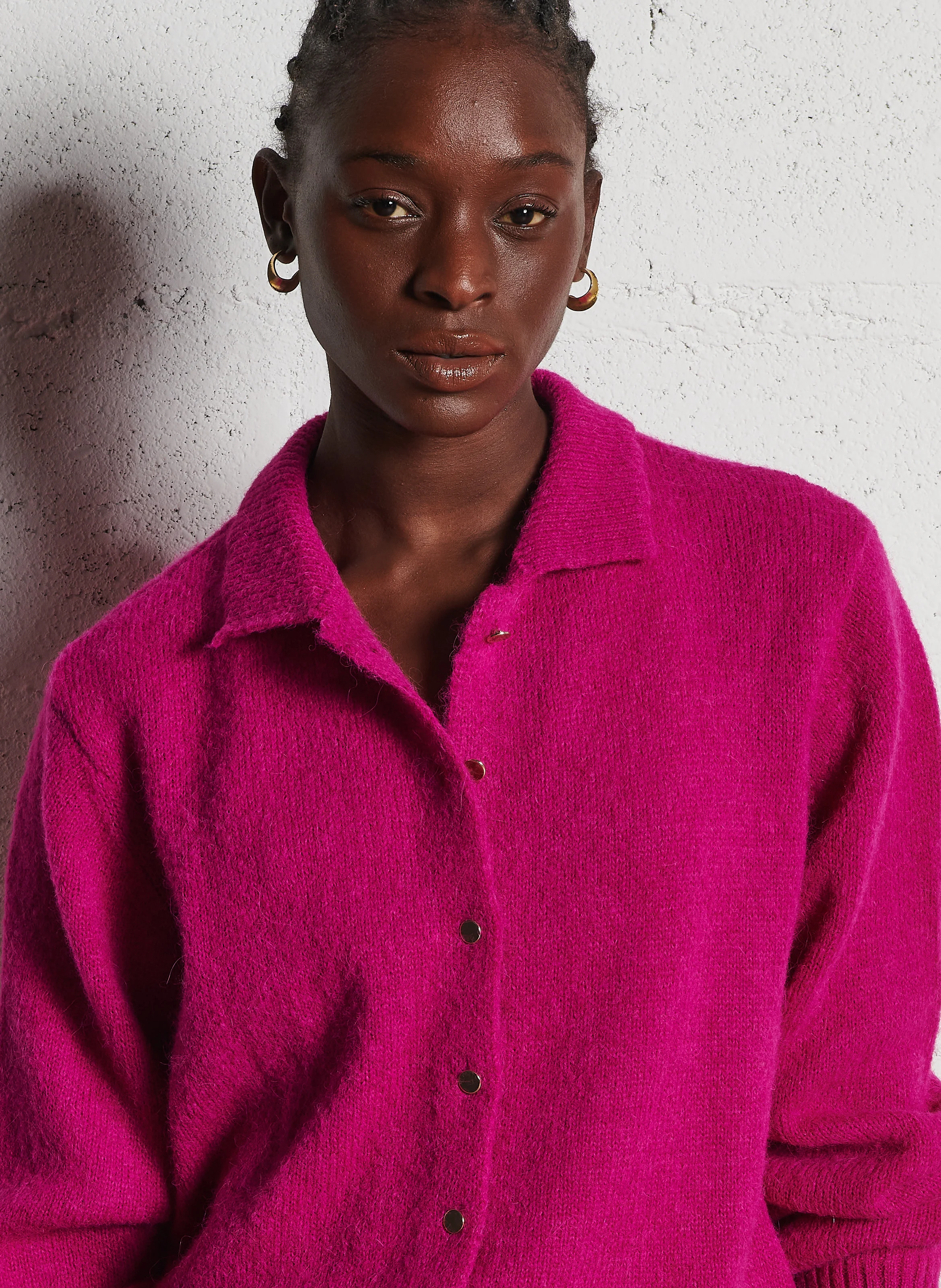 ANOUK - Gilet col classique droit en alpaga mélangé | Rose
