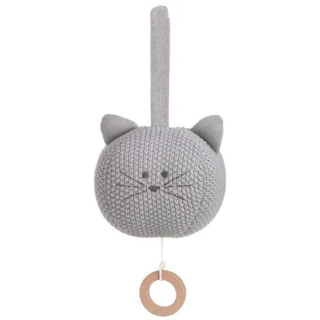 Lässig Strick-Spieluhr Katze Grau