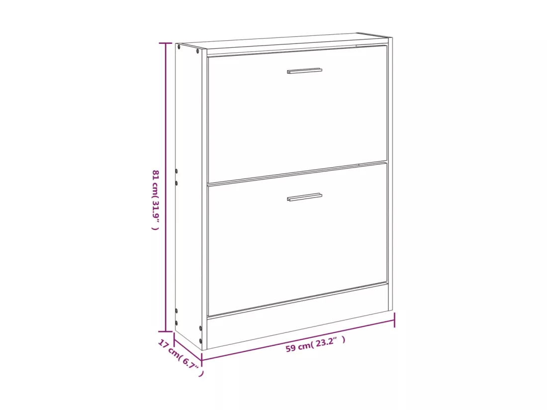 Armoire à chaussures Blanc 59x17x81 cm Bois d'ingénierie