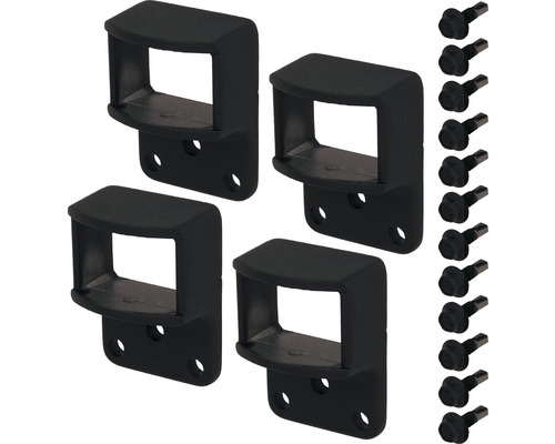 Set schuttingpaneelhouders ALBERTS vier houders voor schuttingpanelen Chaussee, Circle mat zwart