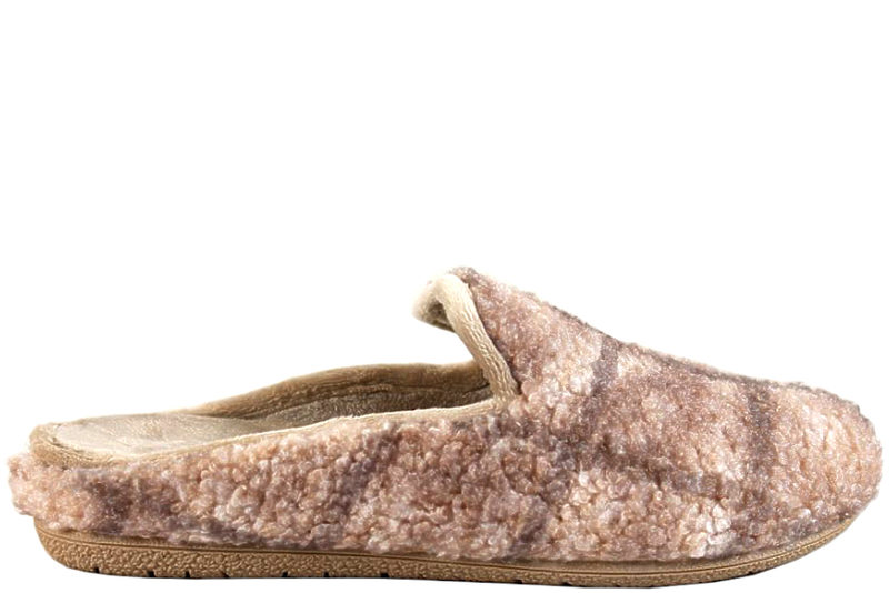 MORSØ HJEMMESKO I BEIGE PLYS MED GUMMISÅL