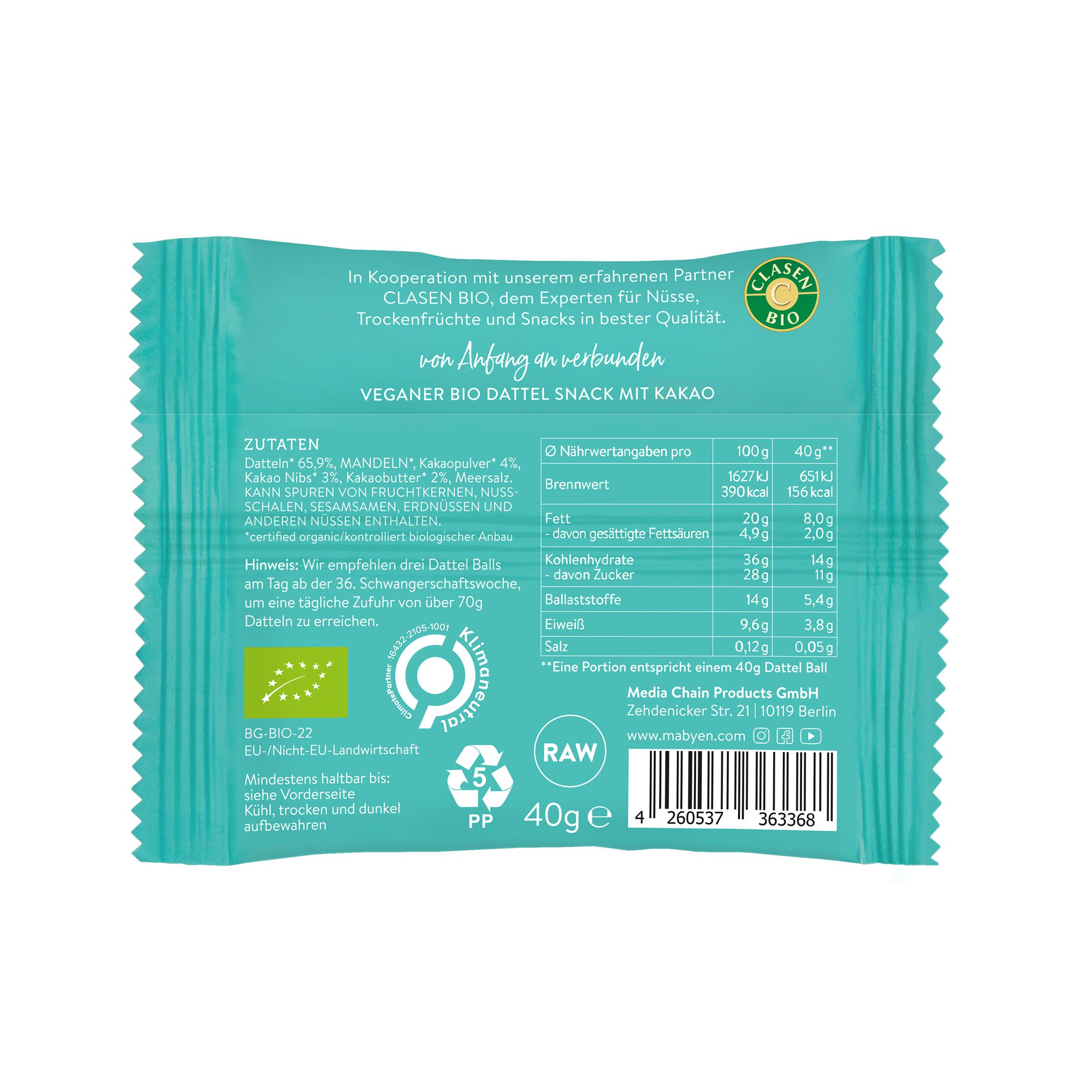 MABYEN Mama Bio Dattel Ball Mischtray (Kakao + Mango)