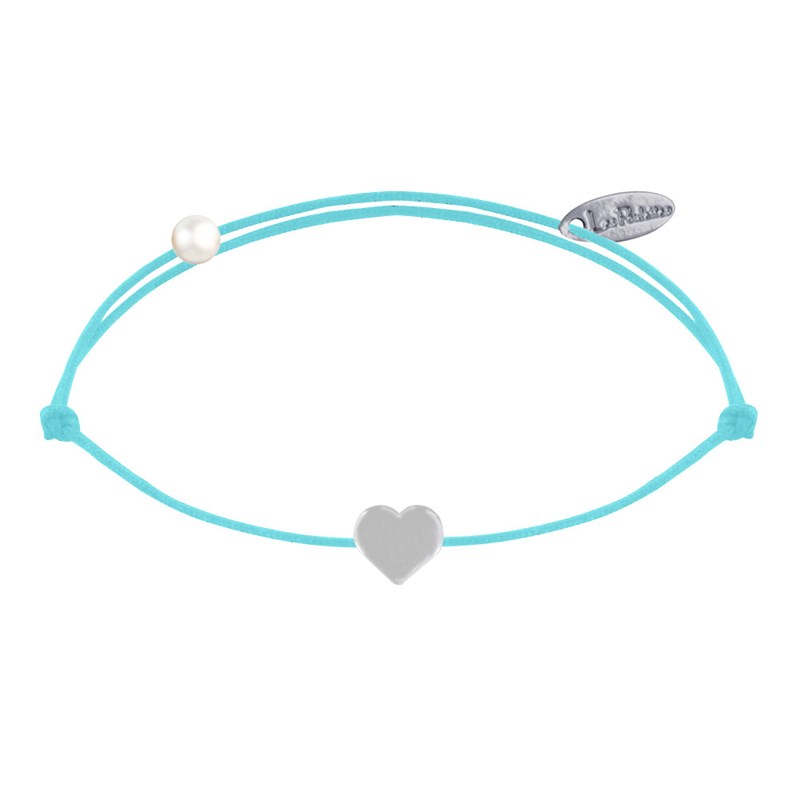 Bracelet Lien Argent Mini Coeur - Turquoise