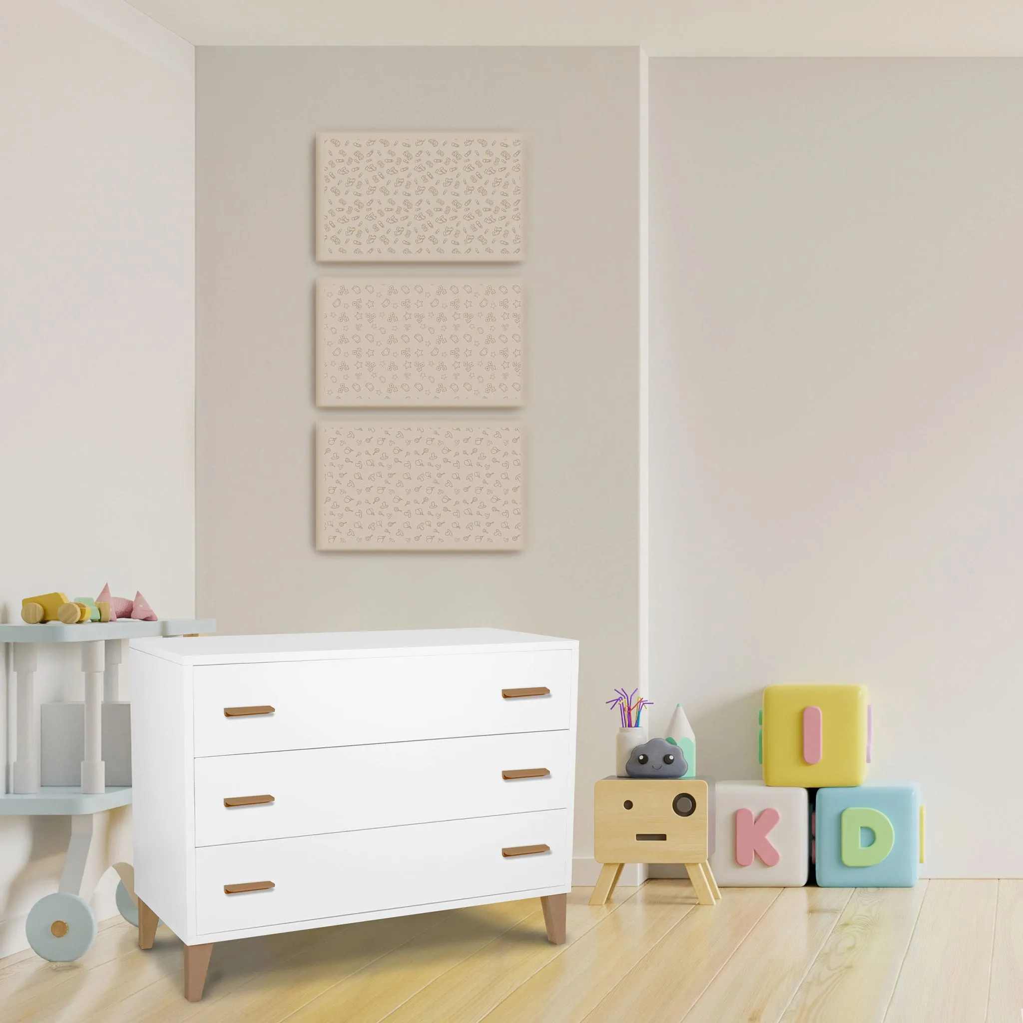 Pali Design Bureau 3 Tiroirs Caravaggio - Blanc  Noyer