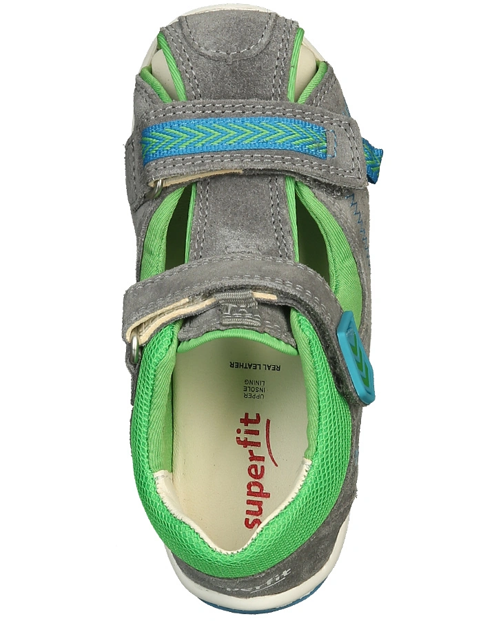 Lauflernsandalen FREDDY mit Zehenschutz in hellgrau/grün