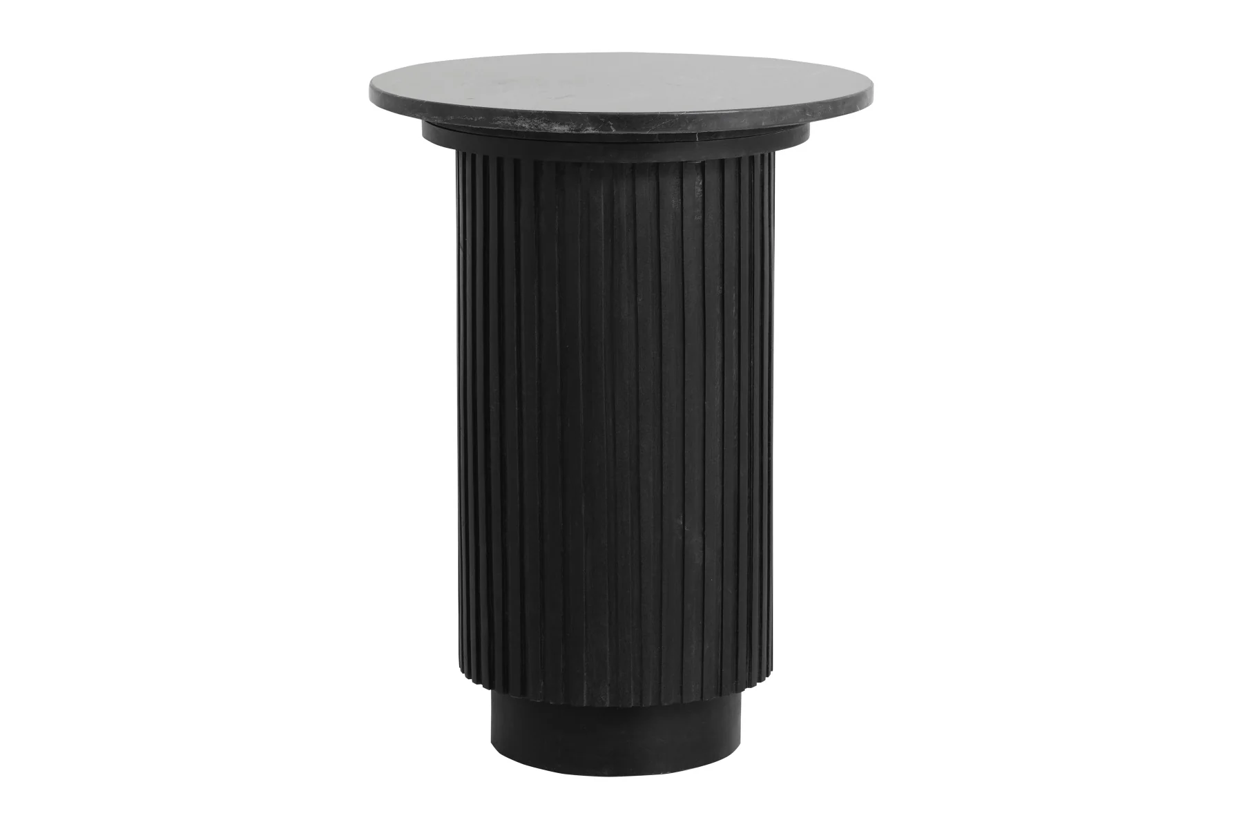 Nordal  Erie sidebord, sort/marmor - Ø40 cm