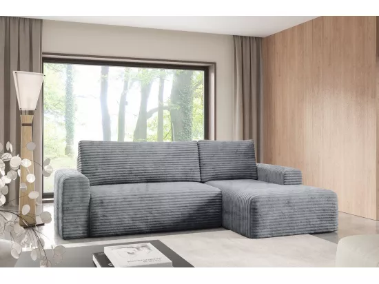 Canapé d'angle convertible en velours côtelé SONTII Gris
