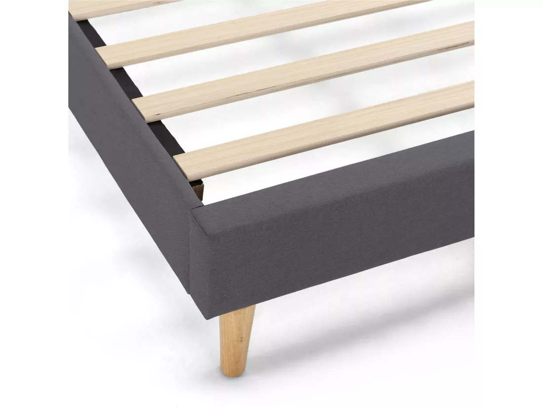 Sommier tapissier Aura + tête de lit 90x190 cm Gris Foncé, hauteur 30 cm