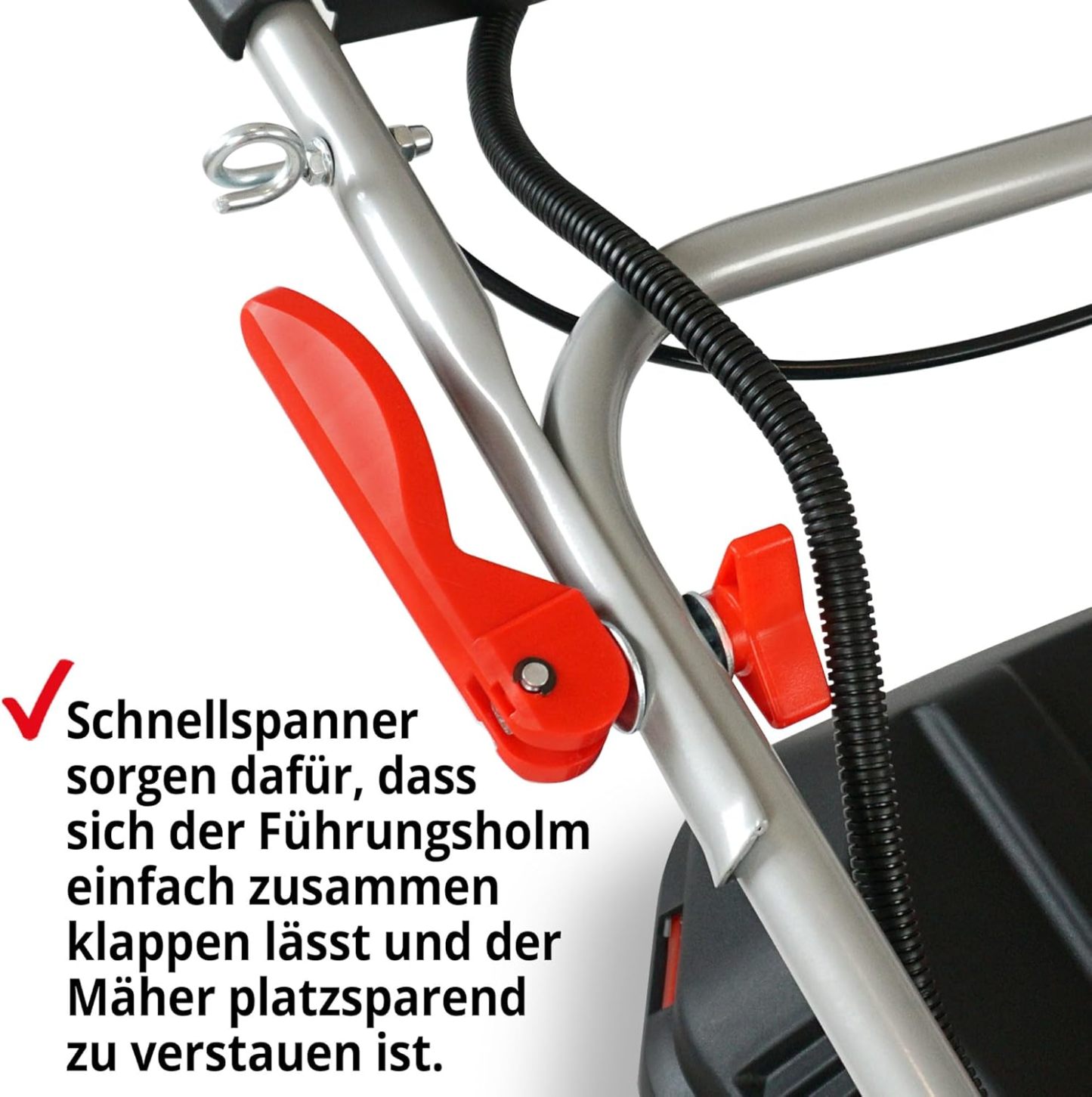 HECHT 5-IN-1 Benzin Rasenmäher – leistungsstarker 4 Takt Eco Motor 4,4 kW (6,0 PS) – Elektrostart – 53 cm Schnittbreite – 75 l Fangkorb – Radantrieb – patentierte Räder – Mulchmäher