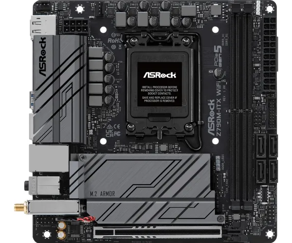 ASRock Z790M-ITX WiFi - Bundkort - mini ITX - LGA1700 sokkel - Z790 Chipset - Bluetooth, 2.5 Gigabit LAN, Wi-Fi 6, Gigabit LAN - onboard grafik (CPU påkrævet) - High Definition Audio (7.1-kanal)
