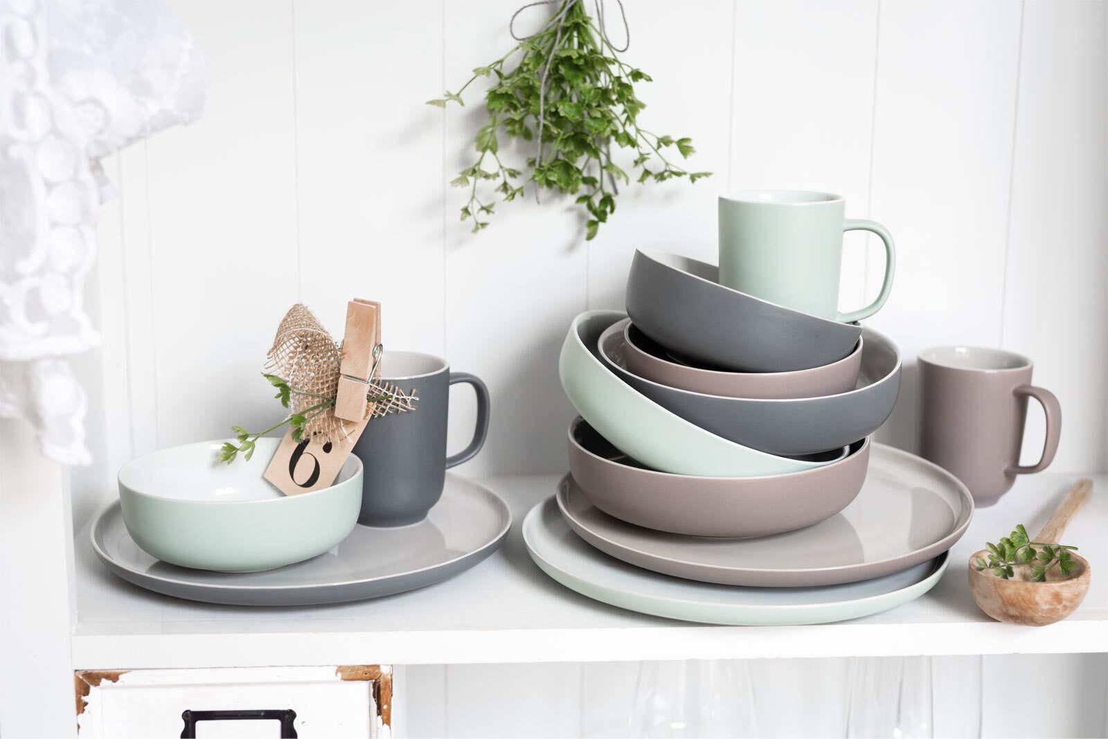 Ritzenhoff & Breker Pastaschale JASPER 4er Set grau/ weiß