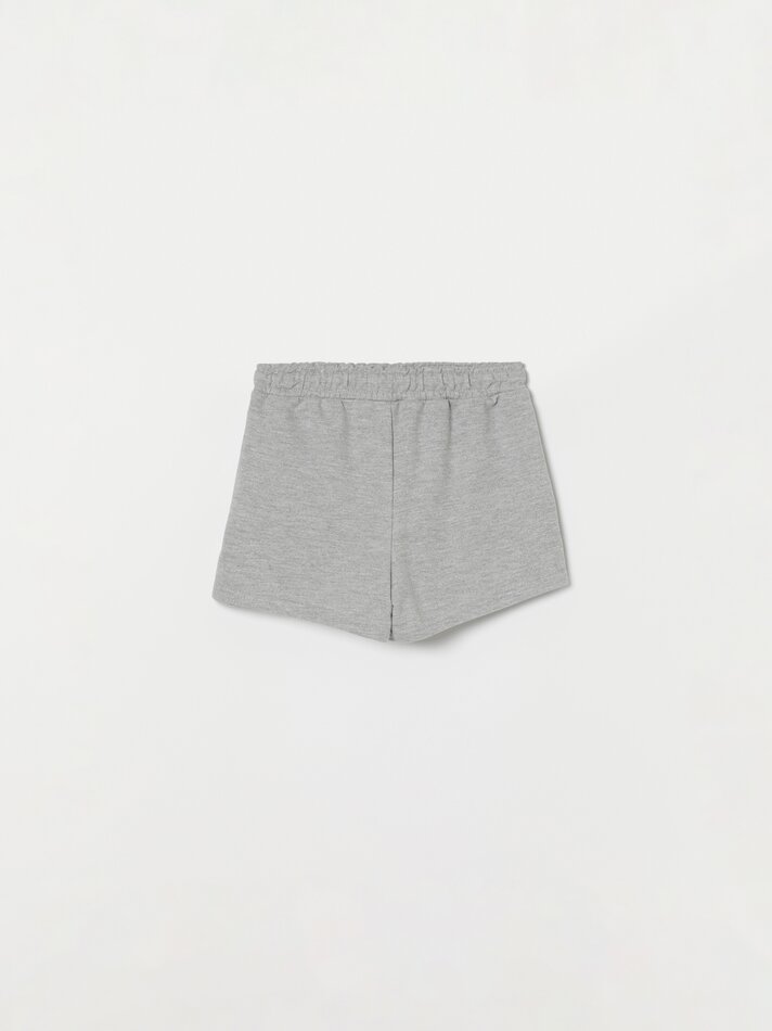 Conjunto com 2 shorts de fleece lisos básicos - Cinza Mesclado
