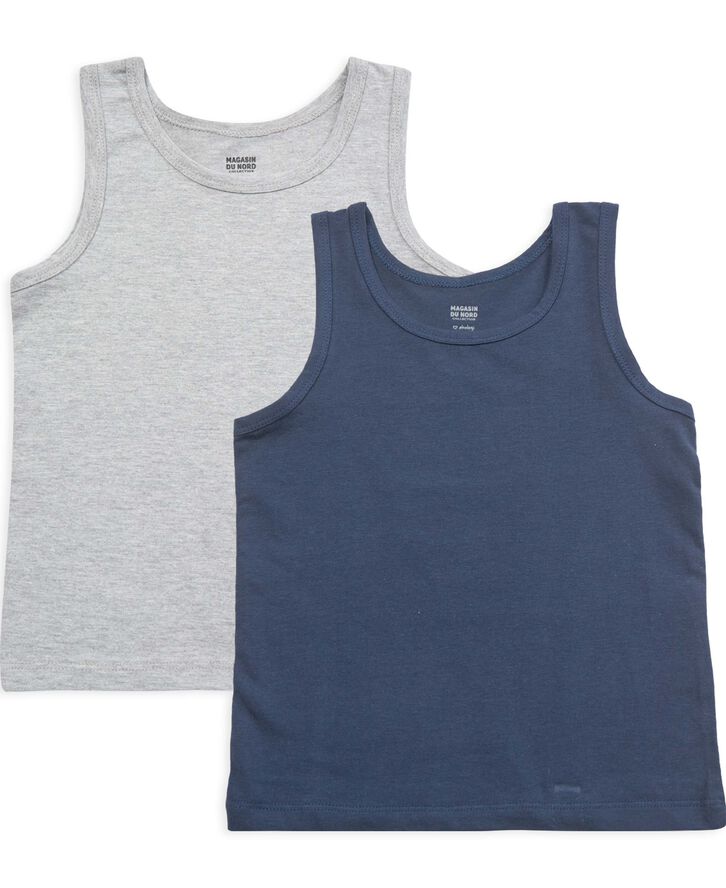 Magasin du Nord Collection Boys Tanktops 2-Pack Grey mel. / navy
