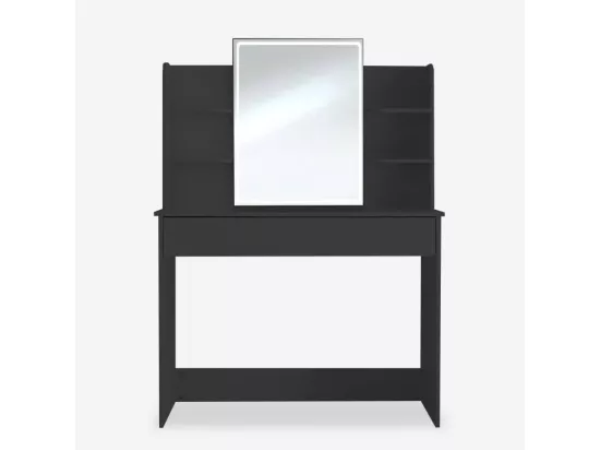 Coiffeuse table de maquillage moderne noire miroir LED ESMERALDA