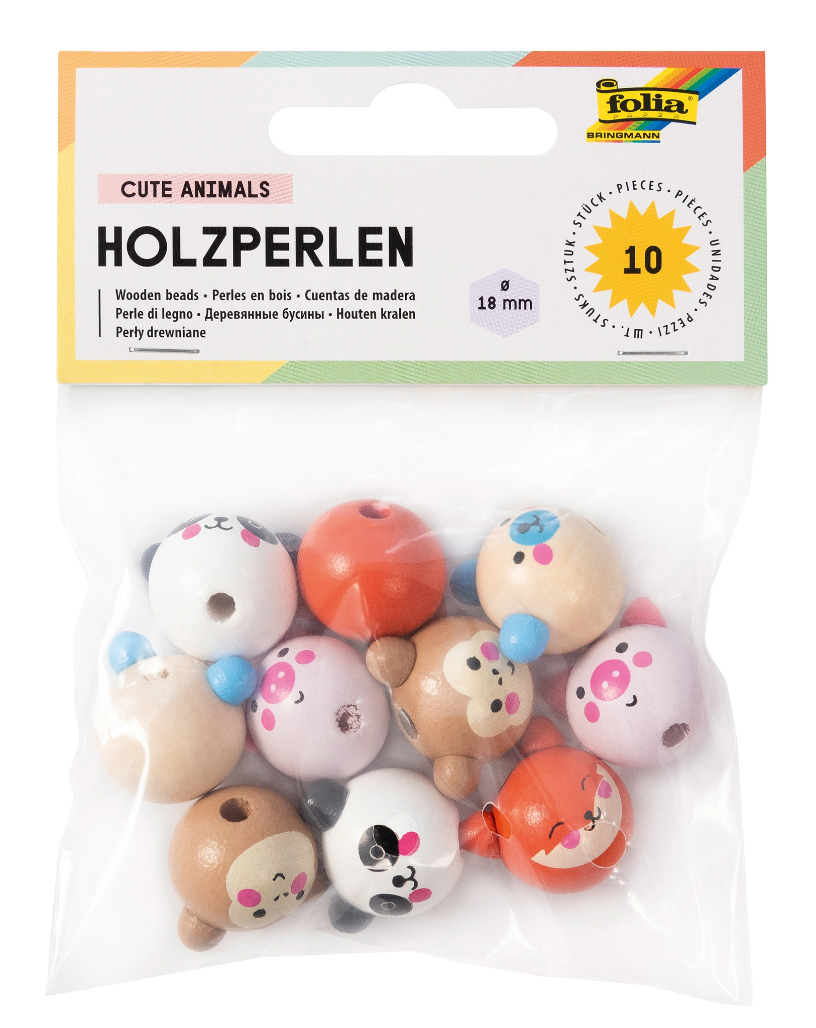 Holzperlen CUTE ANIMALS 10-teilig