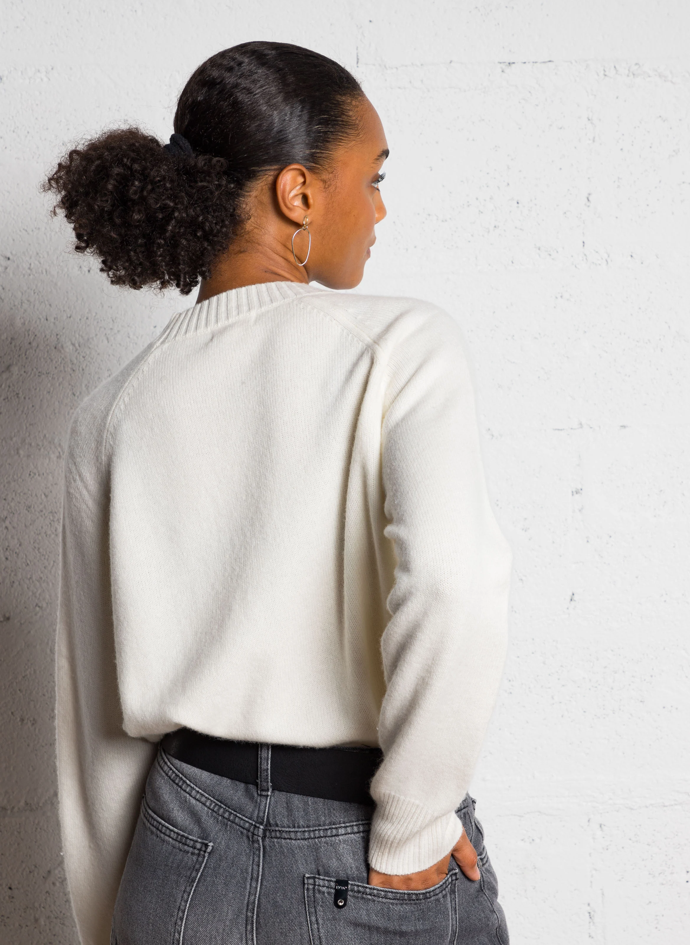 PAULVAR - Pull col rond en laine | Blanc