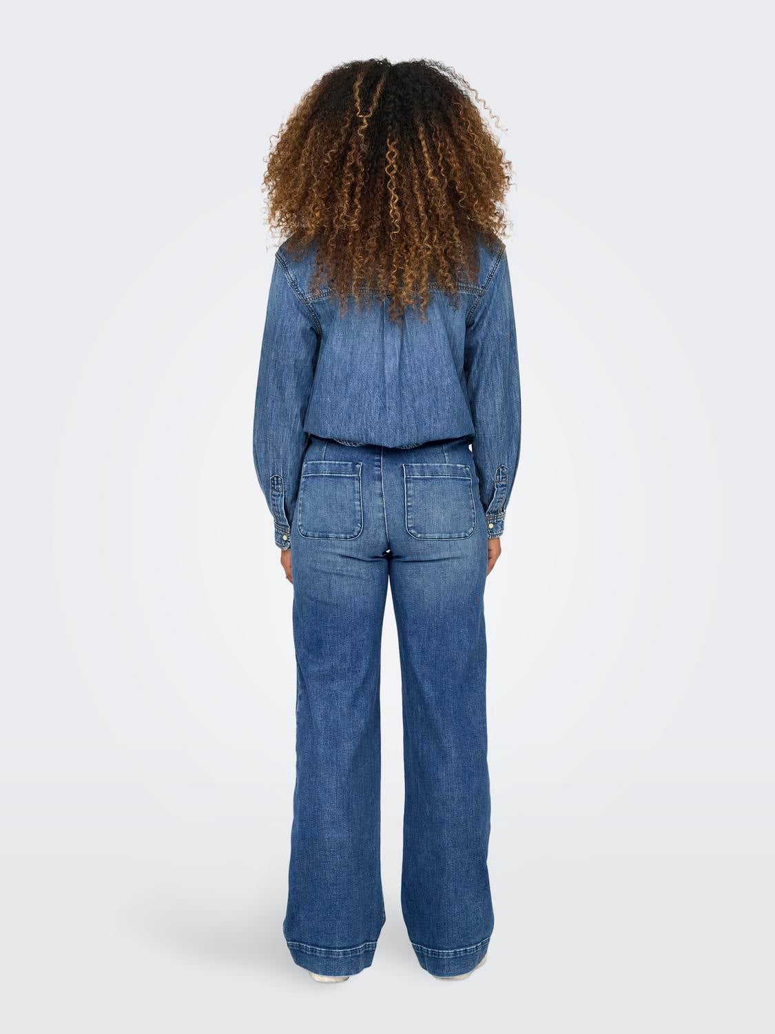 ONLMADISON Hohe Taille Weiter Beinschnitt Jeans Medium Blue Denim