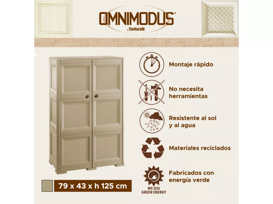 Coffre de rangement polyvalent avec 6 compartiments et 6 portes taupe 279x43x125