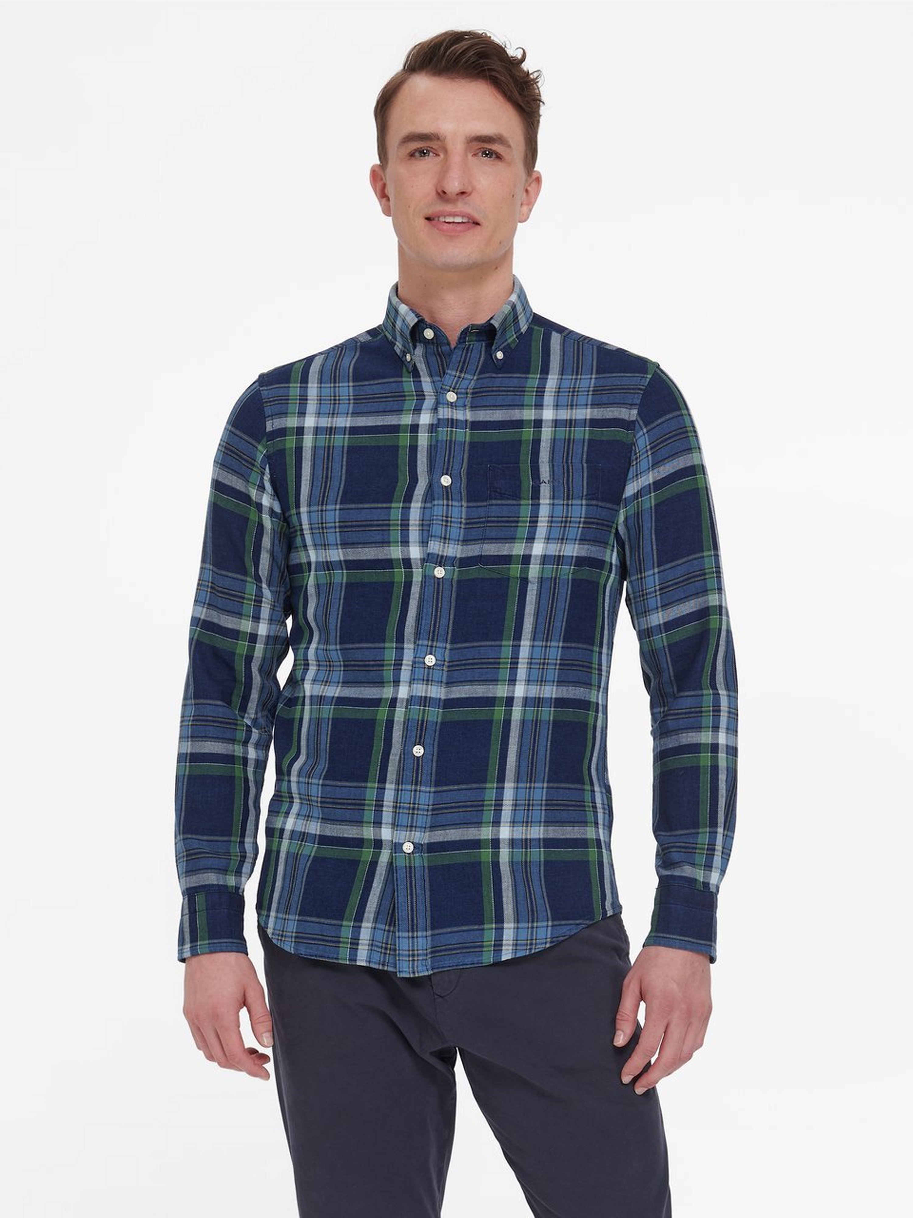 Hemd „Reg Indigo Twill Check Shirt“