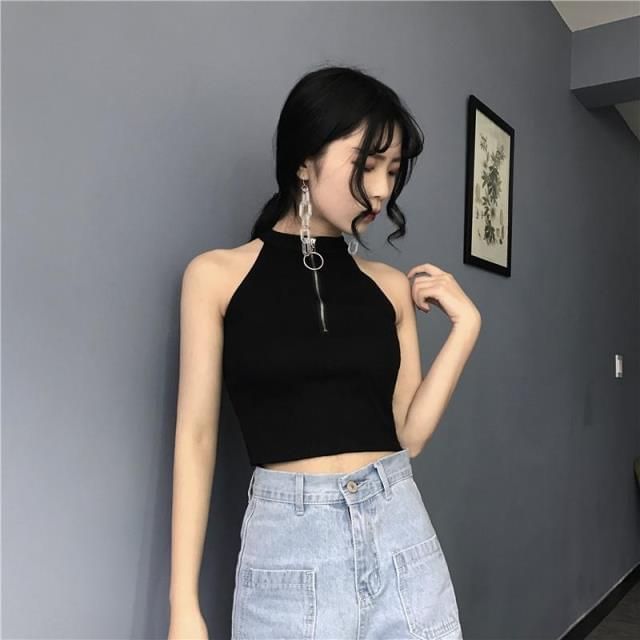 Strawolf - Halter cropped trui met halve rits