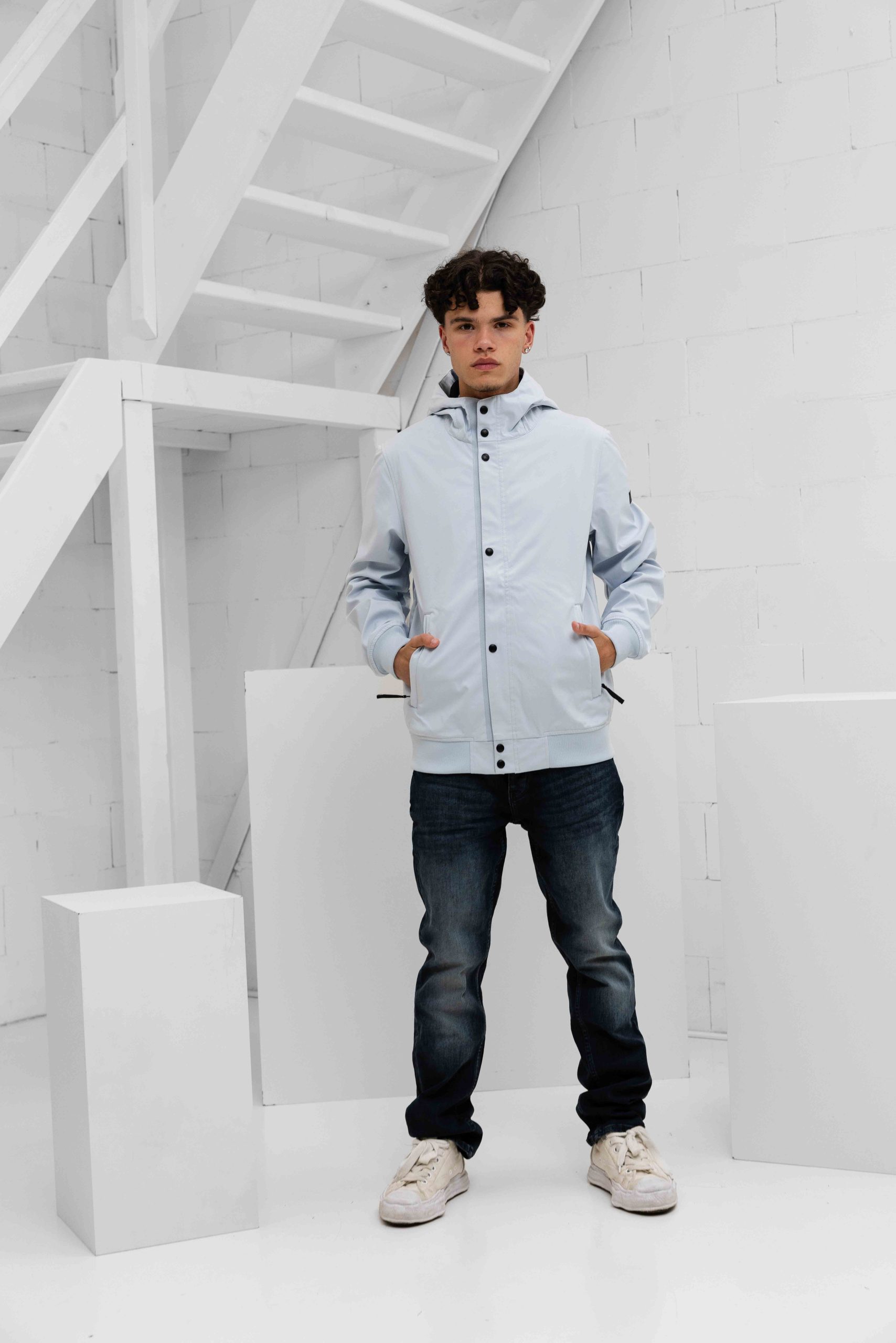 Malelions Placket Softshell Jas Heren Lichtblauw