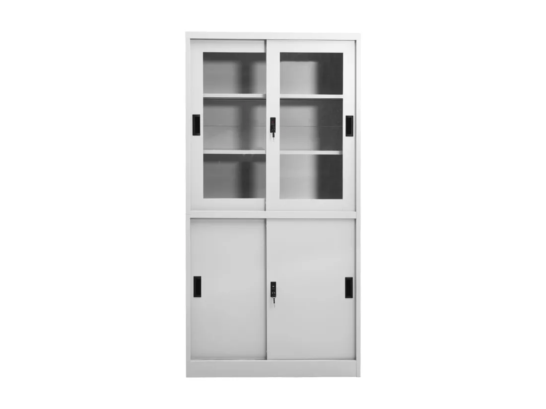 Armoire à bureau porte coulissante Gris clair 90x40x180cm Acier