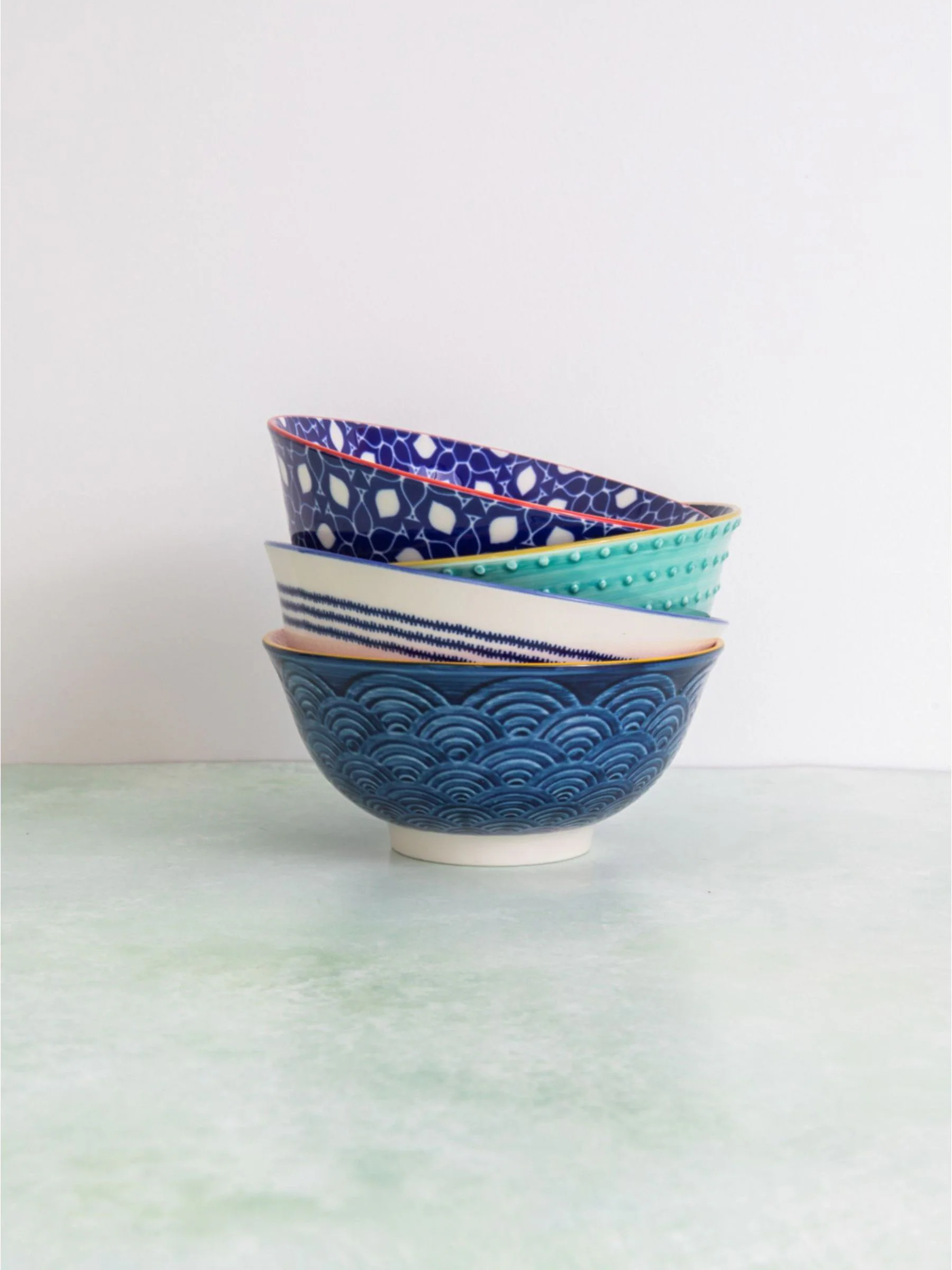 Kitchencraft Set of 4 Patterned Ceramic Cereal Bowls