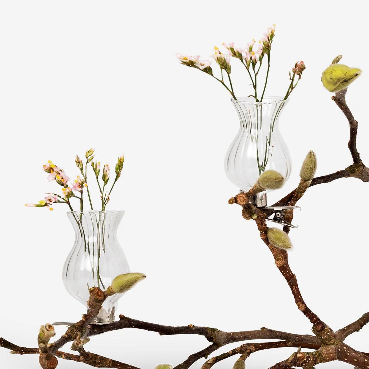 Glasdekorationer med clips til blomster - 2 stk