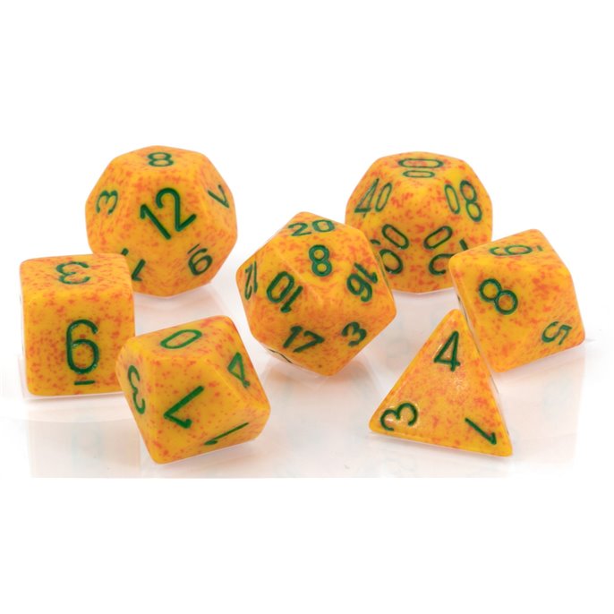 Set de dés : Lotus - Orange  et  Vert - Granité