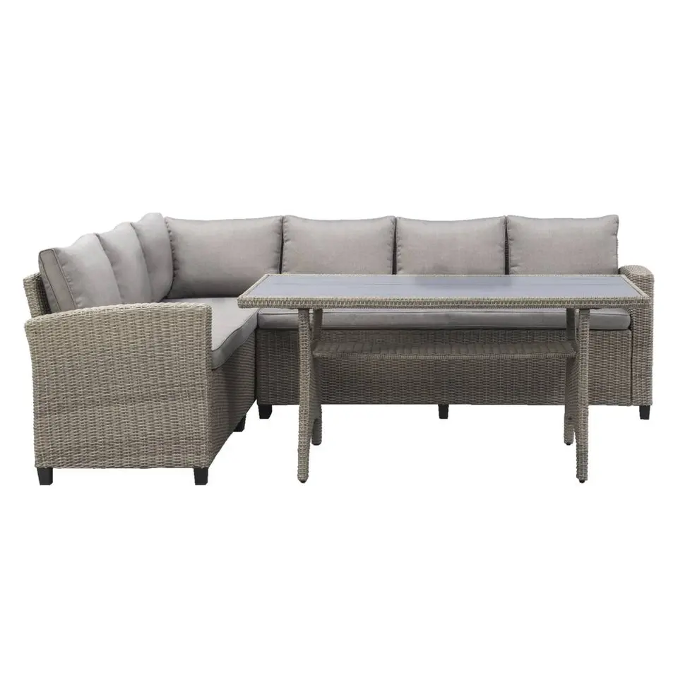 Loungeset dining Blanes - metaal/wicker - 73x180x240 cm