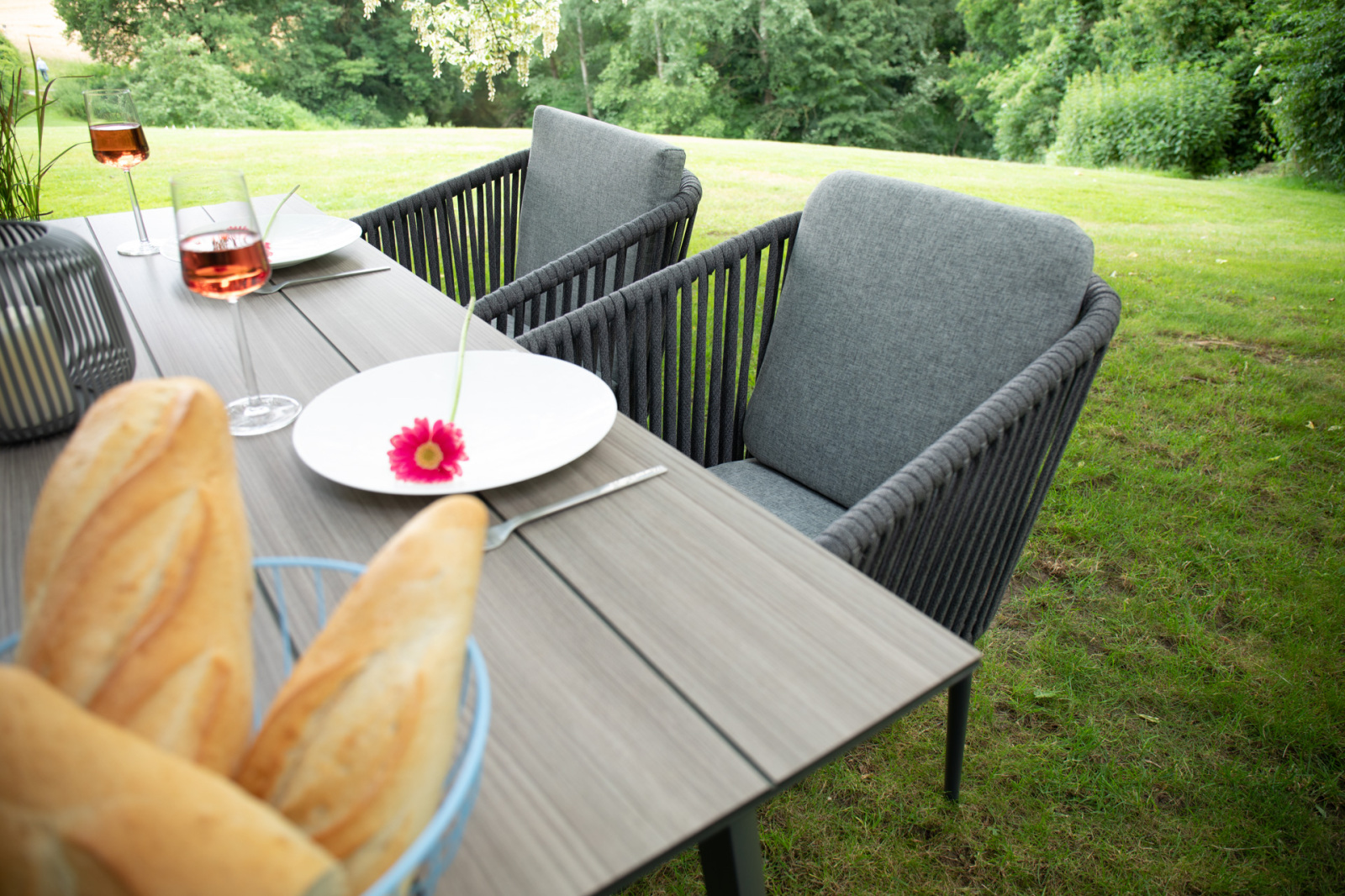 5-teiliges Gartenmöbel-Set - anthrazit-grau - stapelbar
