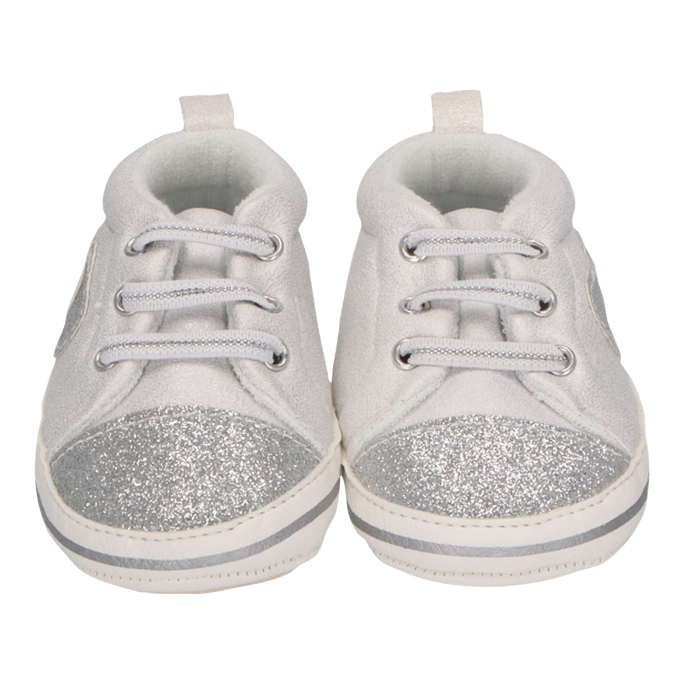 Sterntaler Babyschuhe Glitzer Herz silber/grau