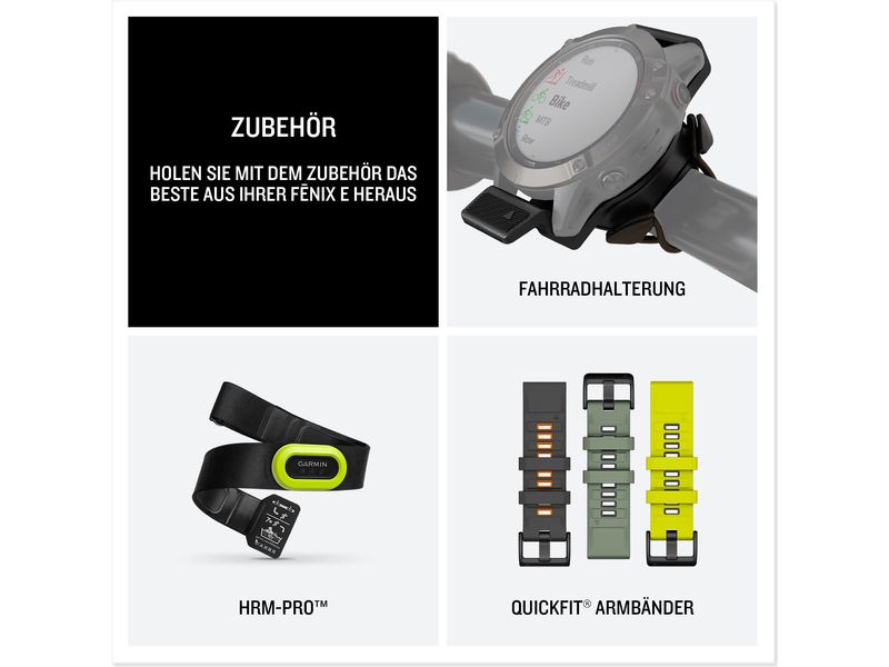 GARMIN Sportuhr Fenix E, 47 mm Schwarz Multisport-Smartwatch