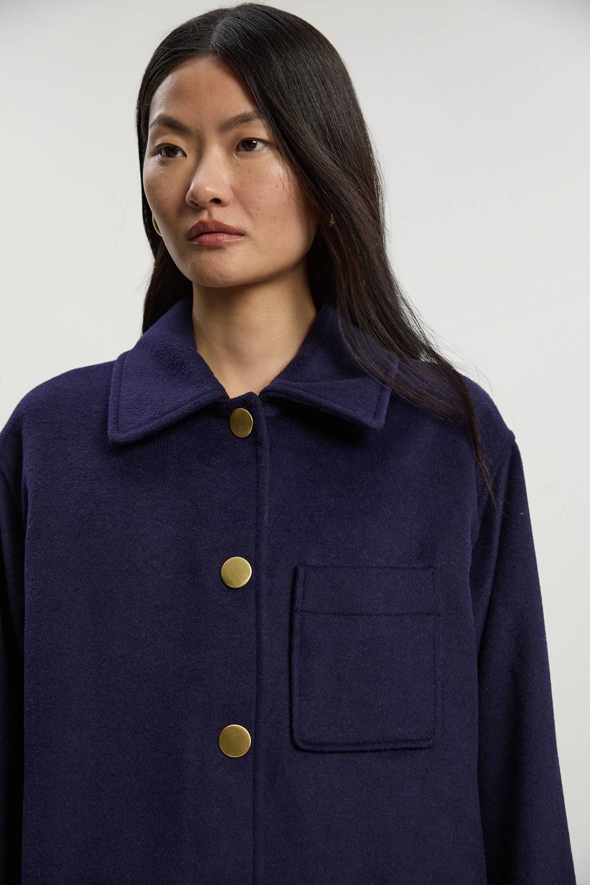 KarenMillen Manteau Tailleur Mi-Long Petite en Laine Brossée avec Poches Plaquées