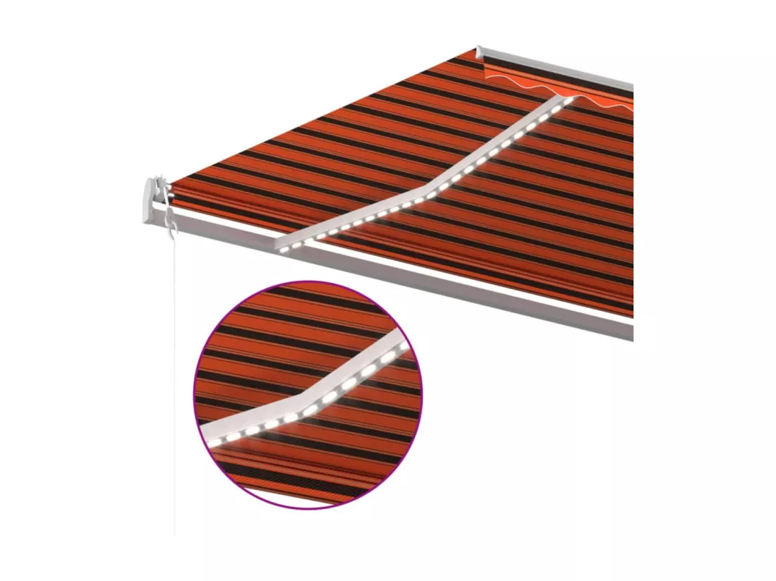 Auvent automatique capteur de vent LED 600x300 cm Orange marron
