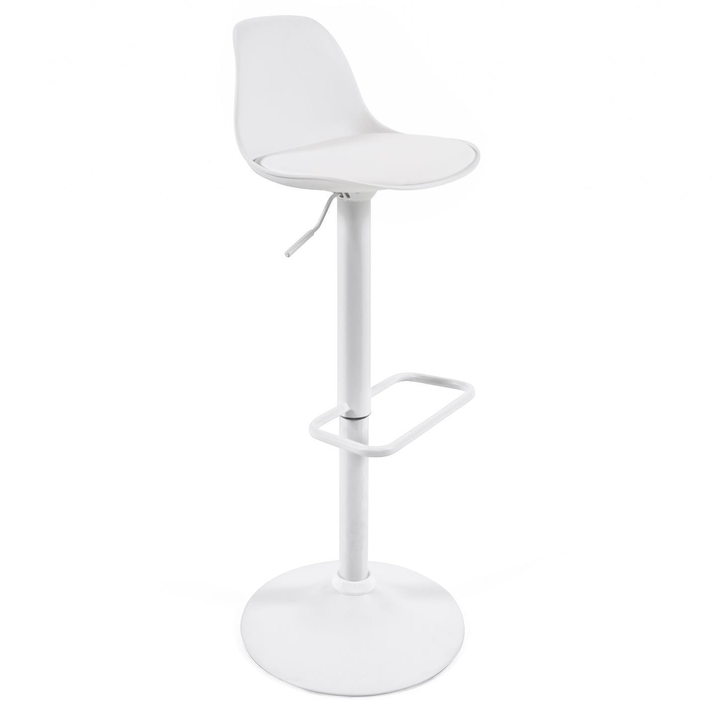 Kave Home - Orlando-T barkruk wit kunstleer en mat wit staal 60-82 cm