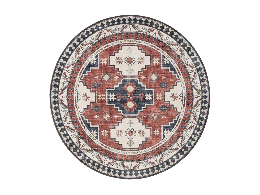 Tapis lavable George Multicouleur/Bleu ø 120 cm rond