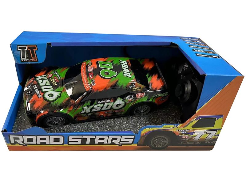 TEC-TOY Auto Roar SXO6 mit Licht, Grün/Orange, 1:22 Ferngesteuerter Sportwagen mit Licht für Kinder ab 3 Jahren