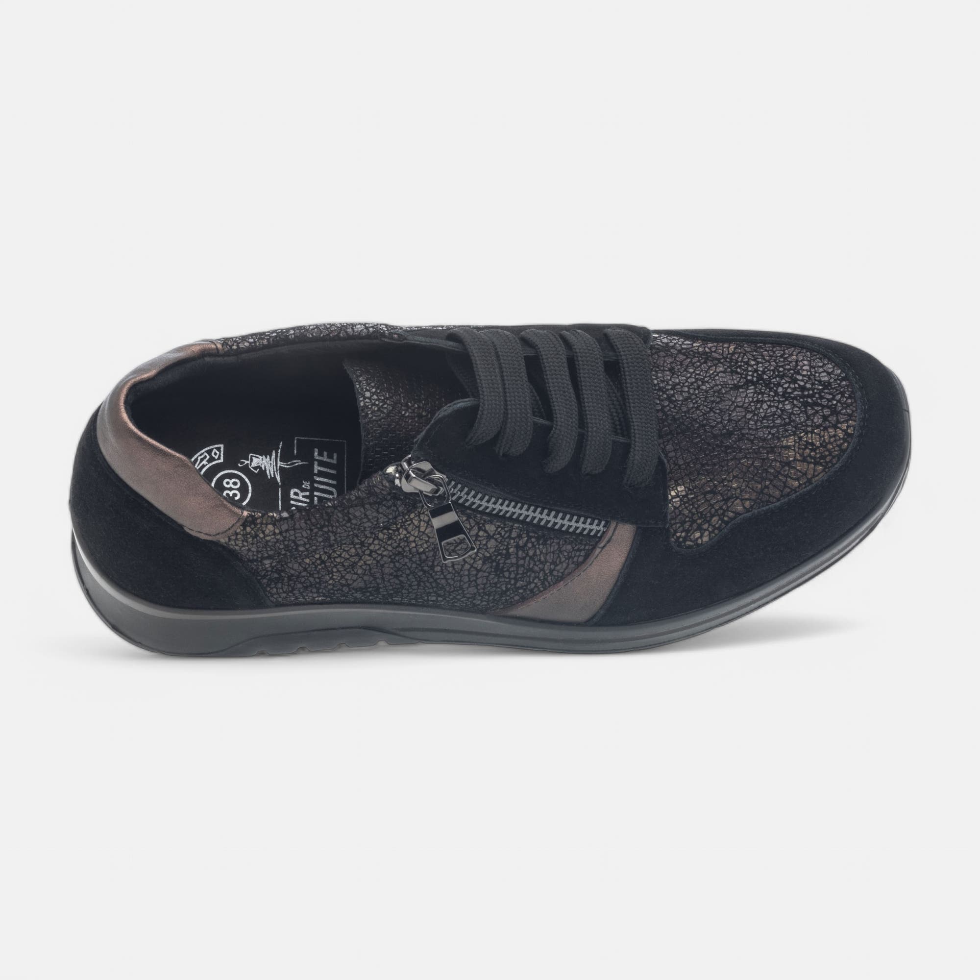 Derbies pieds sensibles Femme en cuir noir