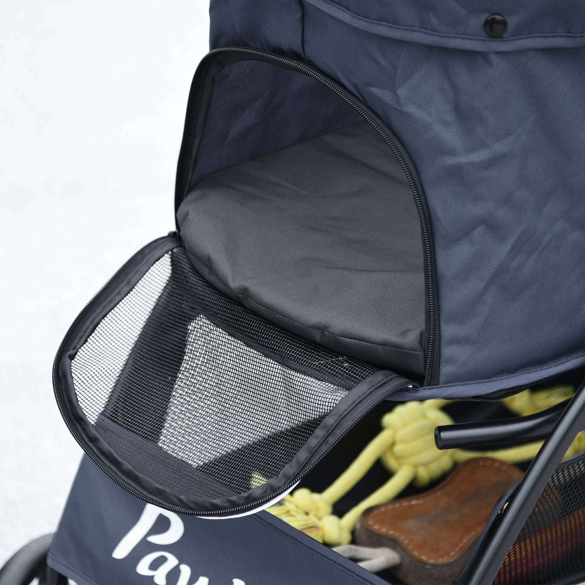 PawHut Hundebuggy mit Kissen und Untergestellablage schwarz 81L x 48B x 99H cm