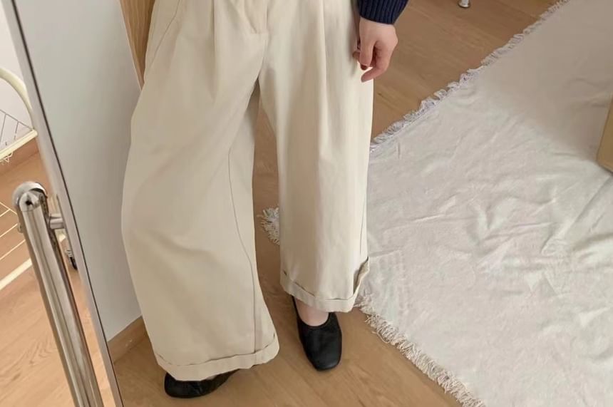 Seoulium - Lange mouwen effen kabelgebreide cropped cardigan