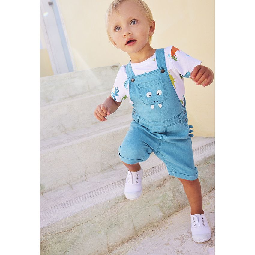 Salopette courte poche fantaisie pour bébé garçon - Kaki
