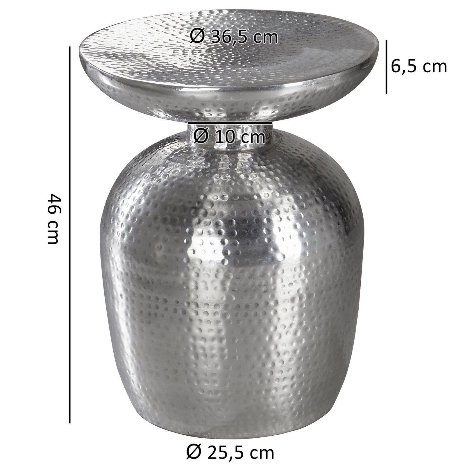 Beistelltisch rund 36 cm Silberfarbig