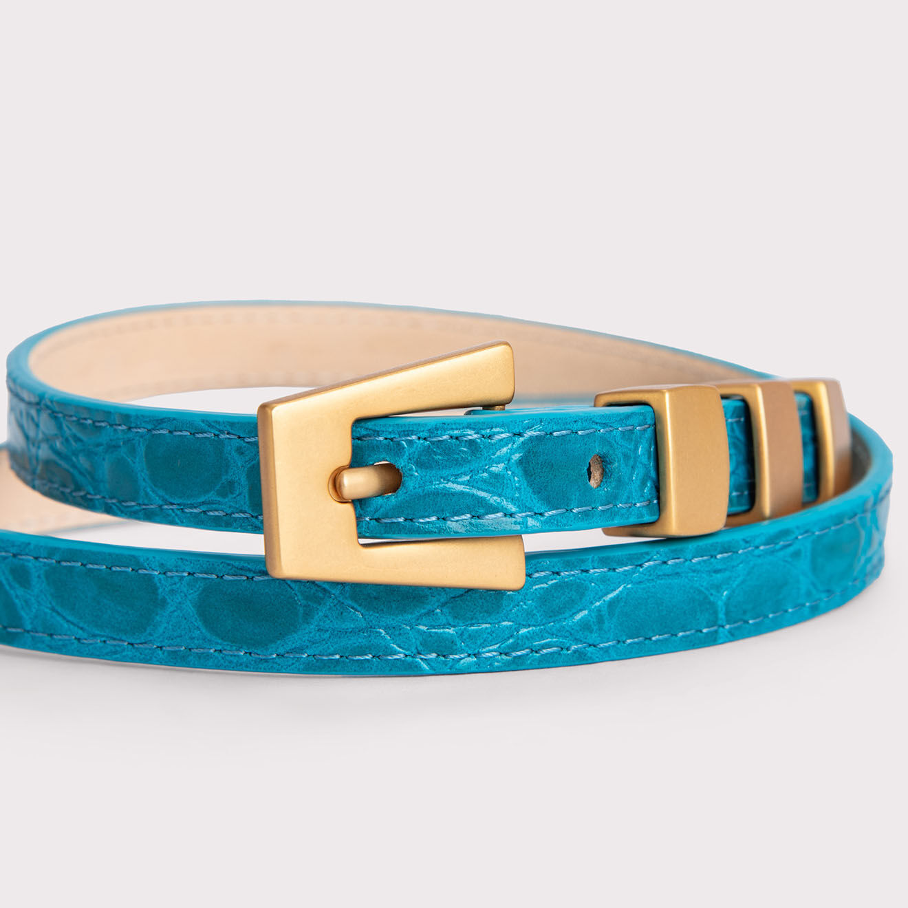 By Far Ceinture en Cuir Vic bleue