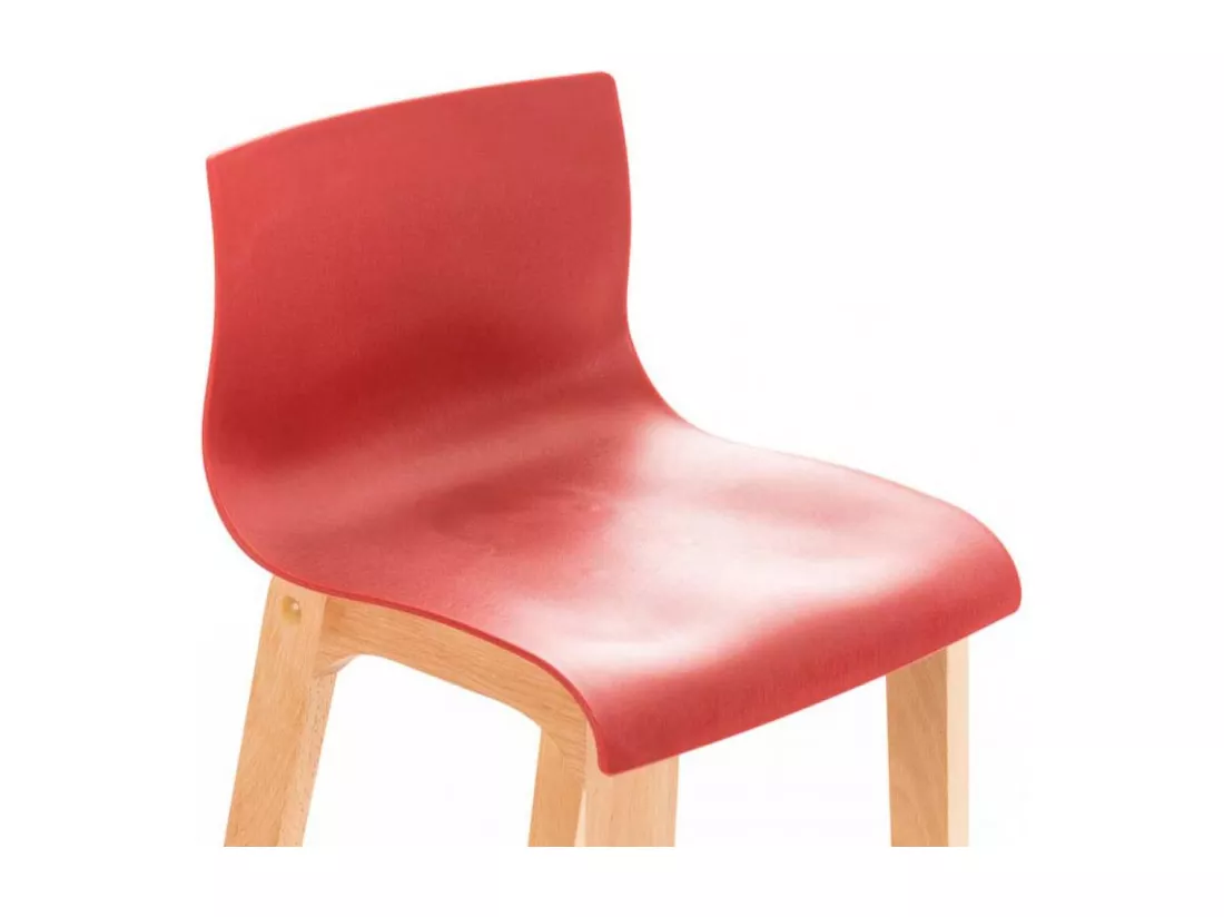 Lot de 2 Tabouret de bar - Bois & Bois - Rouge - Hover