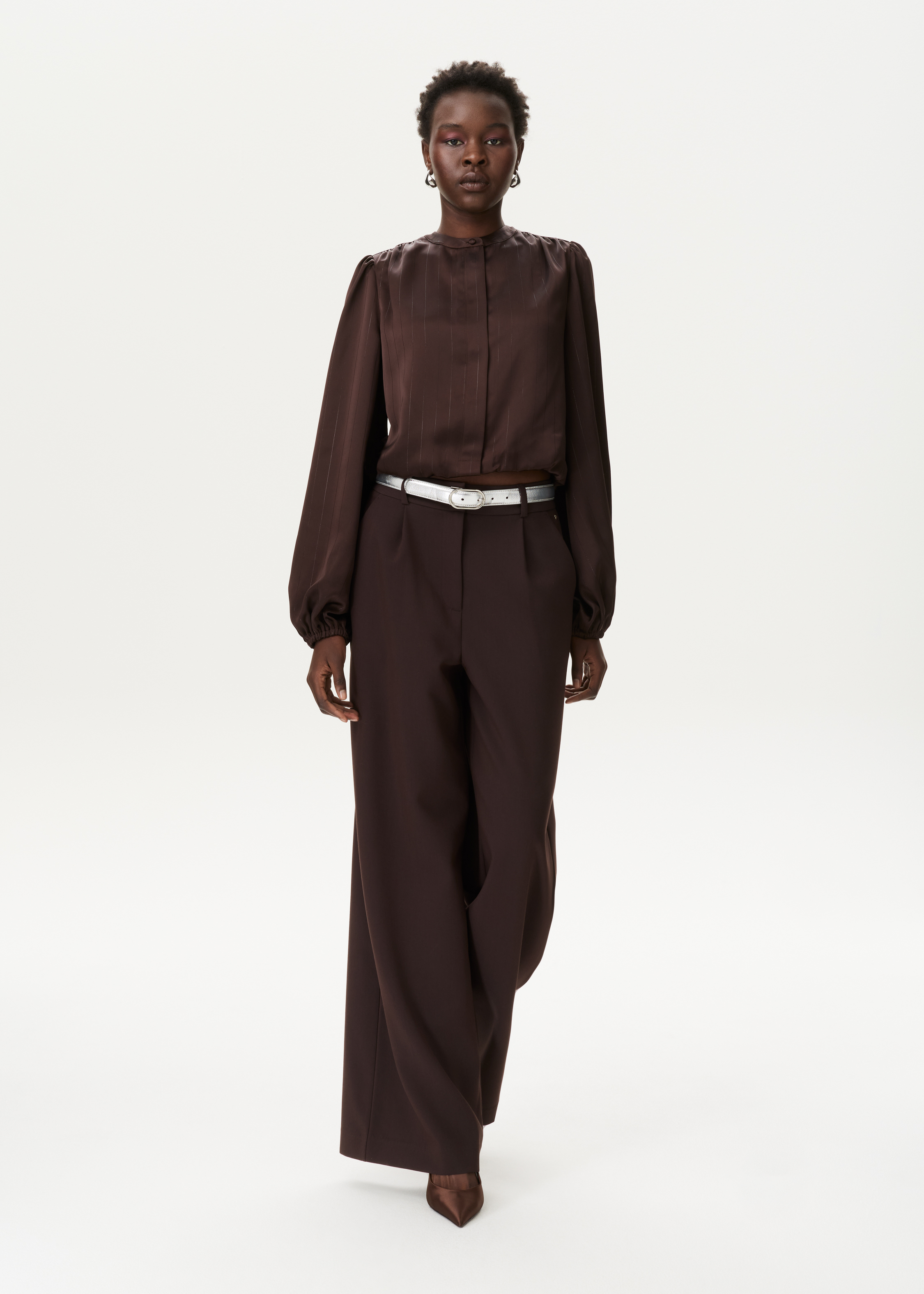 Satijnen blouse cropped
